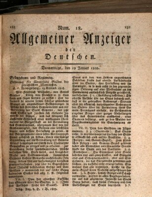 Allgemeiner Anzeiger der Deutschen Donnerstag 19. Januar 1809