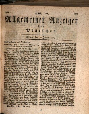 Allgemeiner Anzeiger der Deutschen Freitag 20. Januar 1809