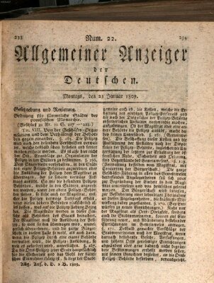 Allgemeiner Anzeiger der Deutschen Montag 23. Januar 1809