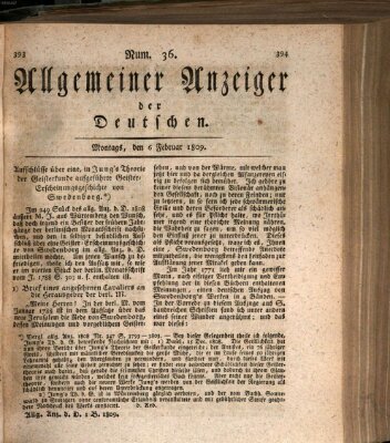 Allgemeiner Anzeiger der Deutschen Montag 6. Februar 1809