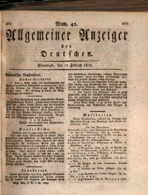 Allgemeiner Anzeiger der Deutschen Sonntag 12. Februar 1809