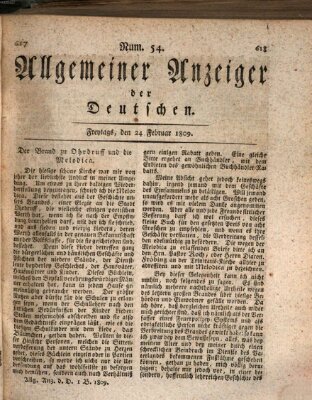 Allgemeiner Anzeiger der Deutschen Freitag 24. Februar 1809