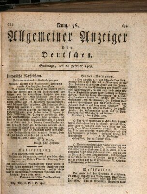 Allgemeiner Anzeiger der Deutschen Sonntag 26. Februar 1809