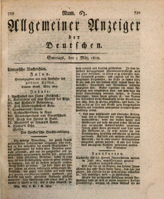 Allgemeiner Anzeiger der Deutschen Sonntag 5. März 1809