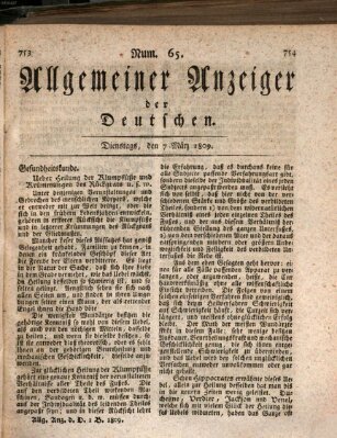 Allgemeiner Anzeiger der Deutschen Dienstag 7. März 1809