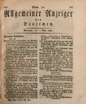 Allgemeiner Anzeiger der Deutschen Sonntag 12. März 1809