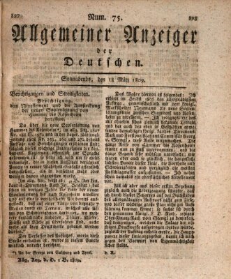 Allgemeiner Anzeiger der Deutschen Samstag 18. März 1809