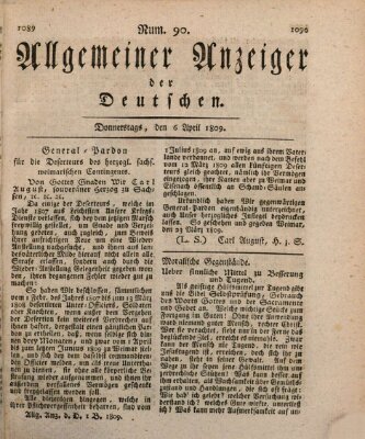 Allgemeiner Anzeiger der Deutschen Donnerstag 6. April 1809