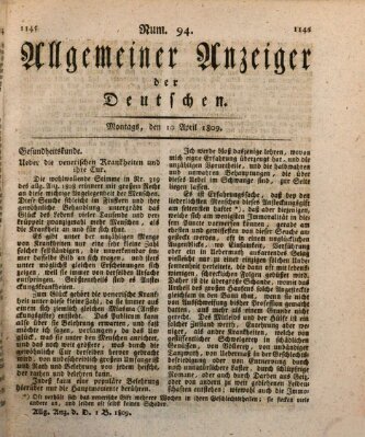 Allgemeiner Anzeiger der Deutschen Montag 10. April 1809