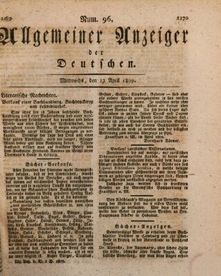 Allgemeiner Anzeiger der Deutschen Mittwoch 12. April 1809