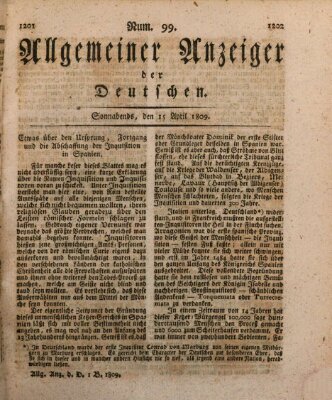 Allgemeiner Anzeiger der Deutschen Samstag 15. April 1809