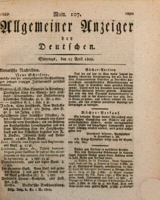 Allgemeiner Anzeiger der Deutschen Sonntag 23. April 1809