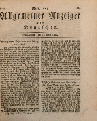 Allgemeiner Anzeiger der Deutschen Samstag 29. April 1809