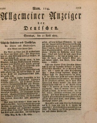 Allgemeiner Anzeiger der Deutschen Sonntag 30. April 1809