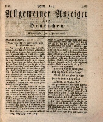 Allgemeiner Anzeiger der Deutschen Samstag 3. Juni 1809