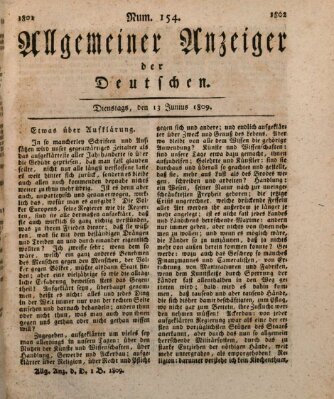 Allgemeiner Anzeiger der Deutschen Dienstag 13. Juni 1809