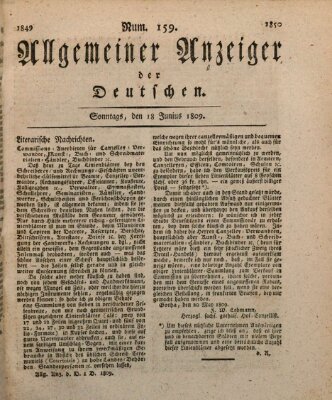 Allgemeiner Anzeiger der Deutschen Sonntag 18. Juni 1809