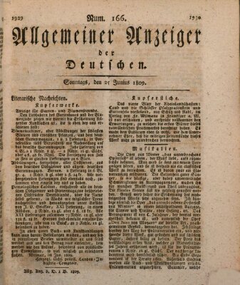 Allgemeiner Anzeiger der Deutschen Sonntag 25. Juni 1809