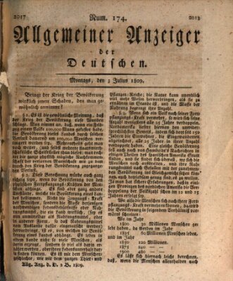 Allgemeiner Anzeiger der Deutschen Montag 3. Juli 1809