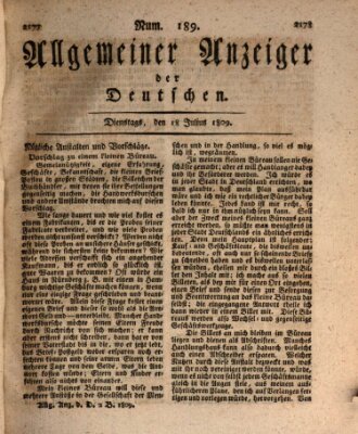 Allgemeiner Anzeiger der Deutschen Dienstag 18. Juli 1809