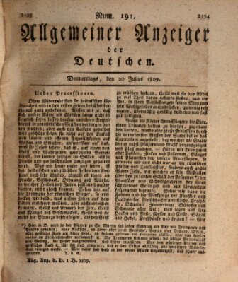 Allgemeiner Anzeiger der Deutschen Donnerstag 20. Juli 1809