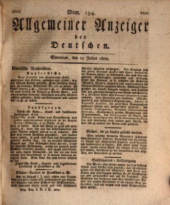 Allgemeiner Anzeiger der Deutschen Sonntag 23. Juli 1809