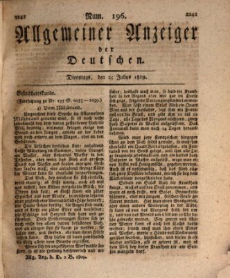 Allgemeiner Anzeiger der Deutschen Dienstag 25. Juli 1809