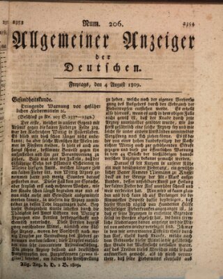 Allgemeiner Anzeiger der Deutschen Freitag 4. August 1809