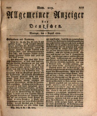 Allgemeiner Anzeiger der Deutschen Montag 7. August 1809