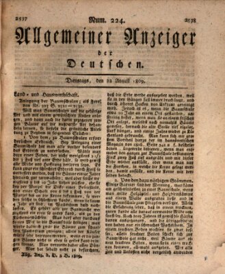 Allgemeiner Anzeiger der Deutschen Dienstag 22. August 1809