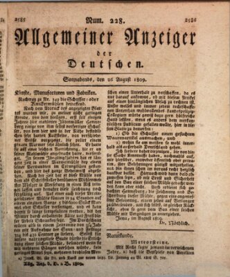 Allgemeiner Anzeiger der Deutschen Samstag 26. August 1809