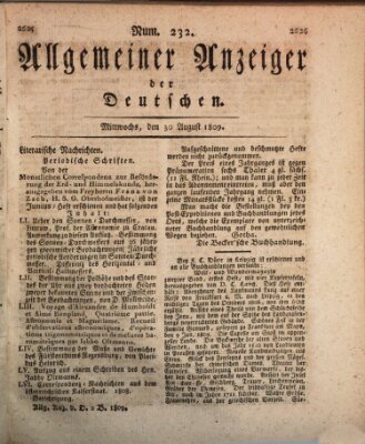 Allgemeiner Anzeiger der Deutschen Mittwoch 30. August 1809