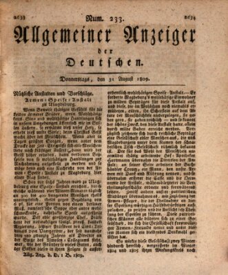 Allgemeiner Anzeiger der Deutschen Donnerstag 31. August 1809