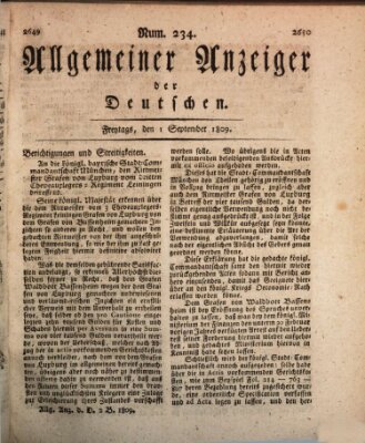 Allgemeiner Anzeiger der Deutschen Freitag 1. September 1809