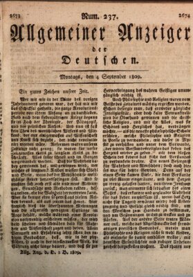 Allgemeiner Anzeiger der Deutschen Montag 4. September 1809