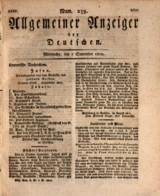 Allgemeiner Anzeiger der Deutschen Mittwoch 6. September 1809