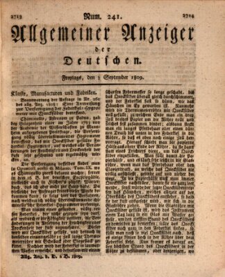 Allgemeiner Anzeiger der Deutschen Freitag 8. September 1809