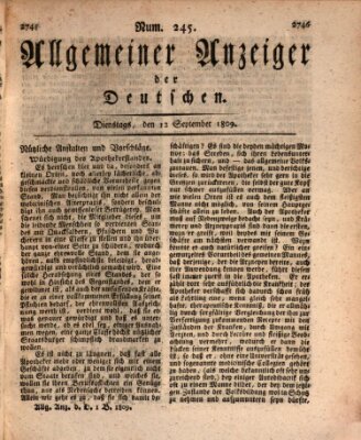 Allgemeiner Anzeiger der Deutschen Dienstag 12. September 1809