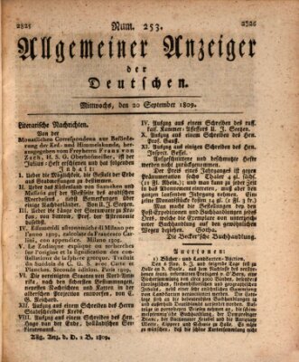 Allgemeiner Anzeiger der Deutschen Mittwoch 20. September 1809