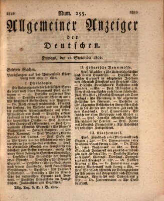 Allgemeiner Anzeiger der Deutschen Freitag 22. September 1809