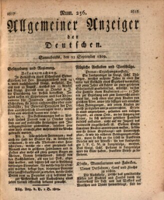 Allgemeiner Anzeiger der Deutschen Samstag 23. September 1809