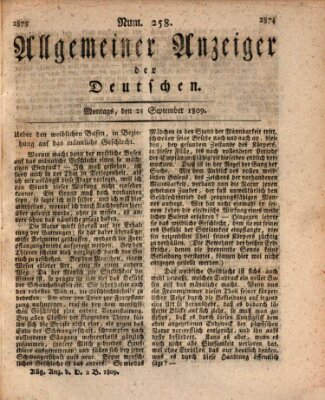 Allgemeiner Anzeiger der Deutschen Monday 25. September 1809