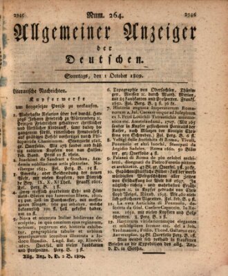 Allgemeiner Anzeiger der Deutschen Sonntag 1. Oktober 1809