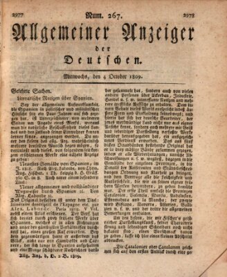 Allgemeiner Anzeiger der Deutschen Mittwoch 4. Oktober 1809