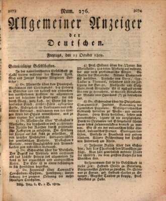 Allgemeiner Anzeiger der Deutschen Freitag 13. Oktober 1809