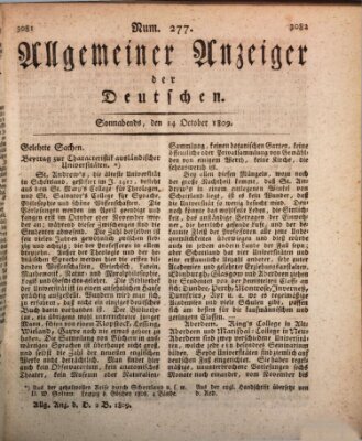 Allgemeiner Anzeiger der Deutschen Samstag 14. Oktober 1809