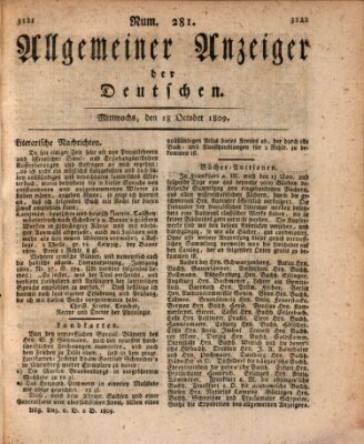 Allgemeiner Anzeiger der Deutschen Mittwoch 18. Oktober 1809