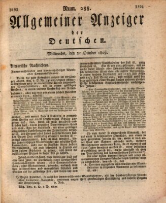 Allgemeiner Anzeiger der Deutschen Mittwoch 25. Oktober 1809