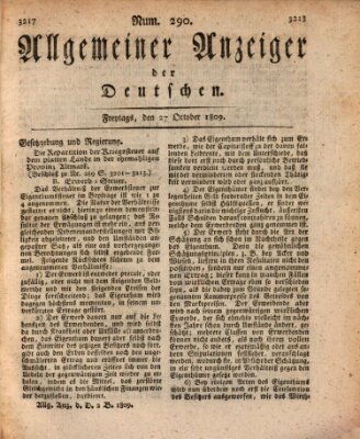 Allgemeiner Anzeiger der Deutschen Freitag 27. Oktober 1809