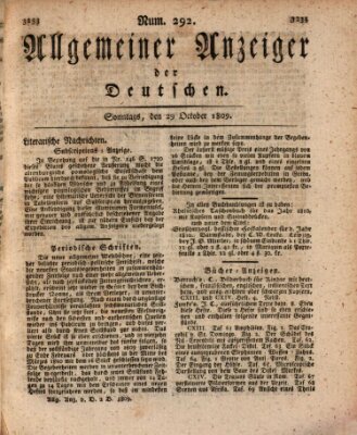 Allgemeiner Anzeiger der Deutschen Sonntag 29. Oktober 1809